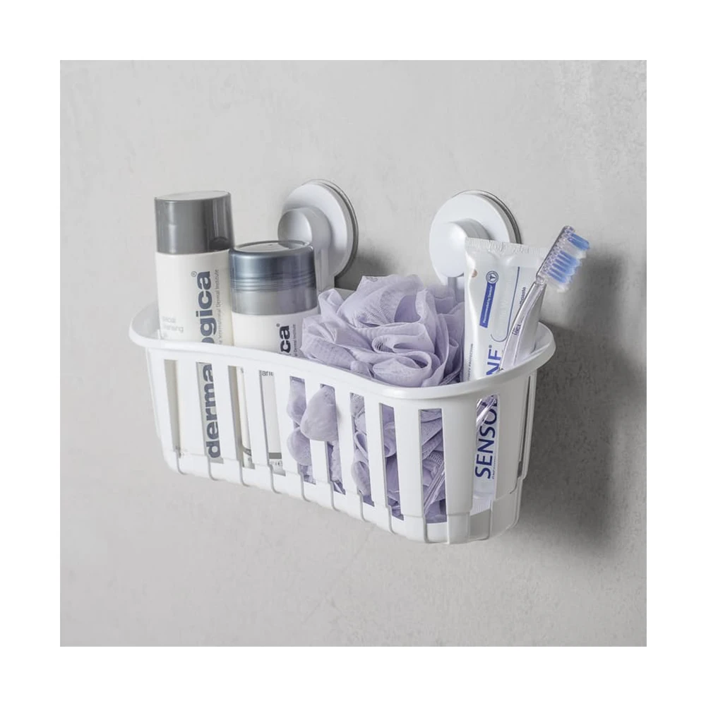 Bathlux 30133 Suction Cup Shelf | Waterproof Shower Basket with Adjustable Hooks