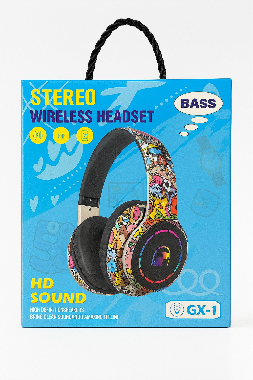 GX-1 Wireless Bluetooth Headphones – Graffiti Edition | Noise Cancellation, AUX, TF Card, Bluetooth 5.3